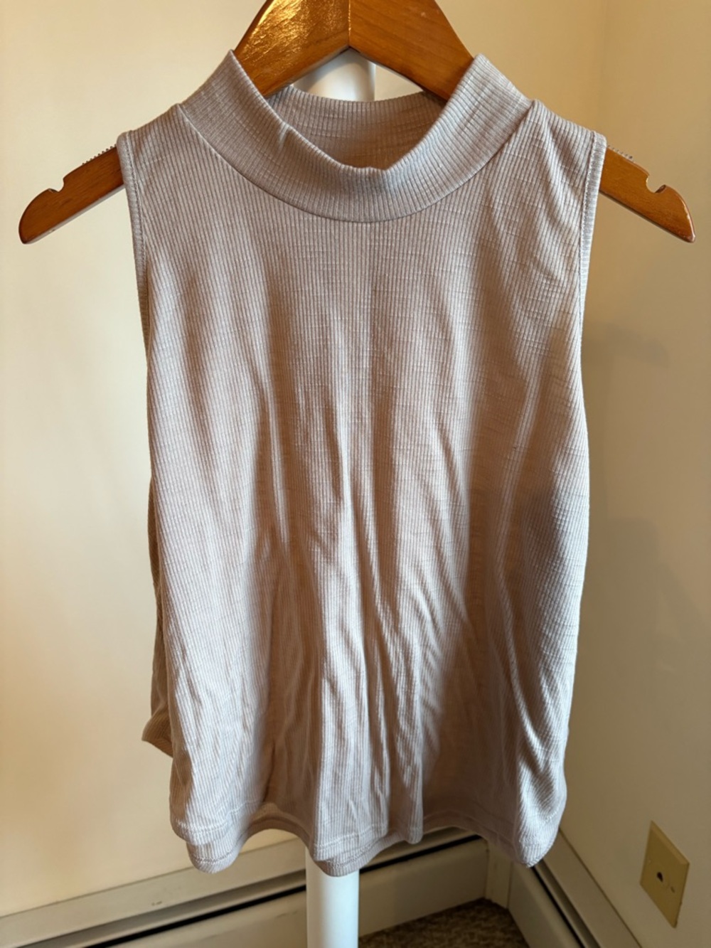 bp Sleeveless Taupe Ribbed Mock Neck Tank — M